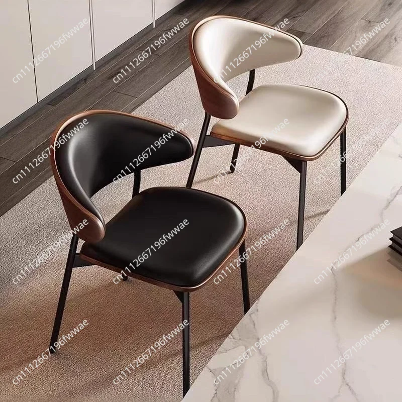 Mid-Century Designer Backrest Chair for Home Solid Wood Dining Chairs Minimalist Cafe Curved Seat Restaurant Table Seating