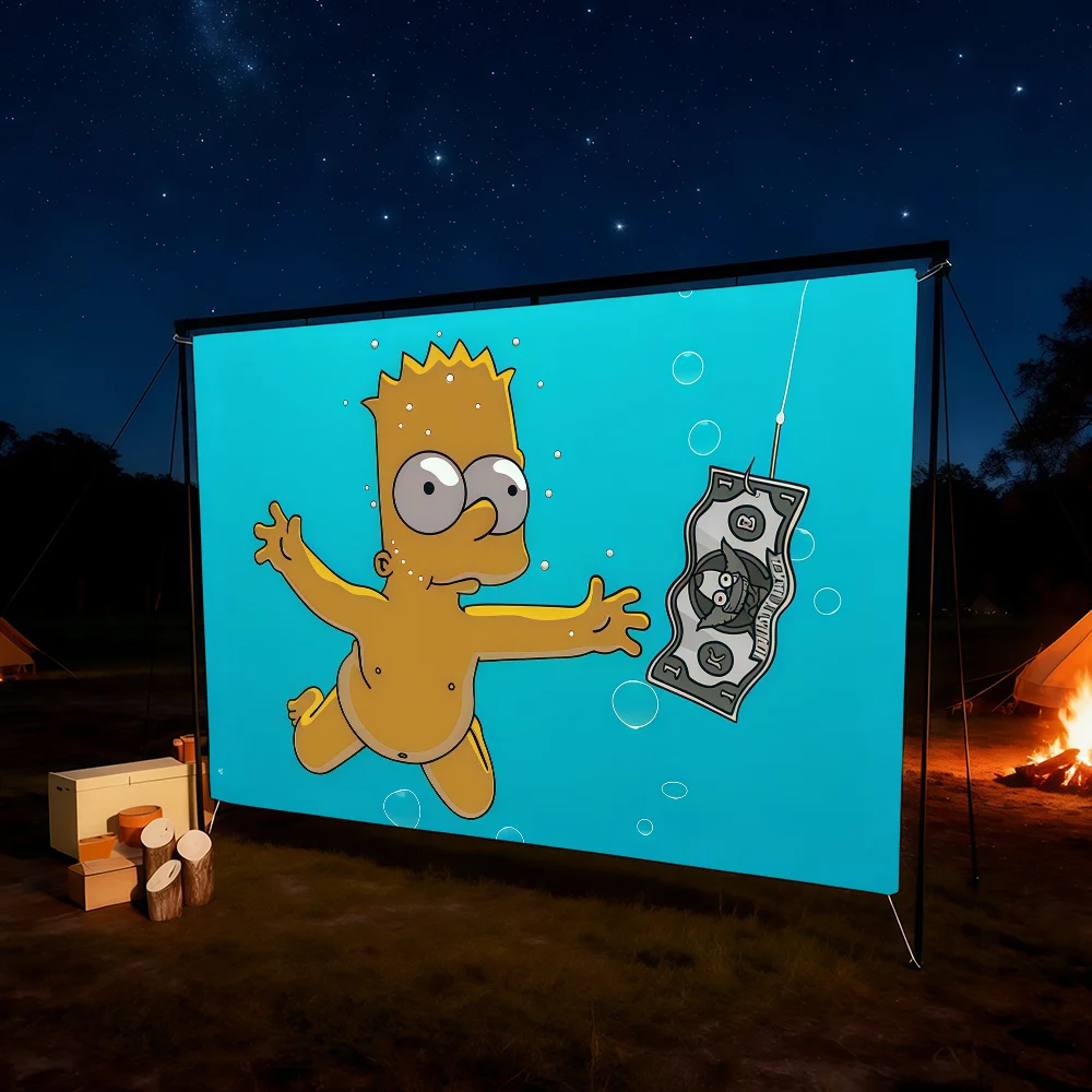 Cartoon Flag For Room S-Simpsons-ES Dorm The Camping Funny Picnic Art Style Garage Bar Wall Decoration Banner