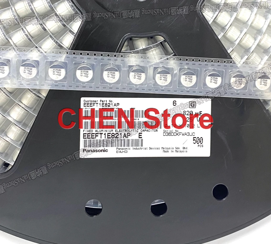 20PCS/lot NEW Original Matsushita SMD EEEFT1E821AP 25V820UF 10X10.2 aluminum electrolytic capacitor 820UF 25V free shipping