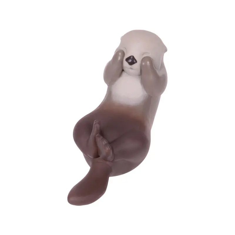 Autêntico tarlin ovo brinquedo epóxi sentado castor lontra estatueta bonito mini animal boneca brinquedos colecionáveis e hobbies figuras de ação