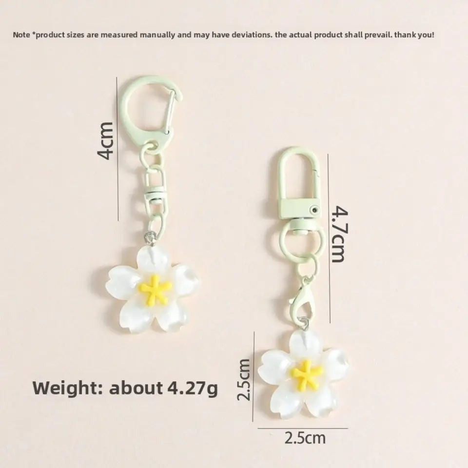 Cute Resin Cherry Blossom Keychain Colorful DIY Car Key Ring Bag Pendant Jewelry Accessories - 5