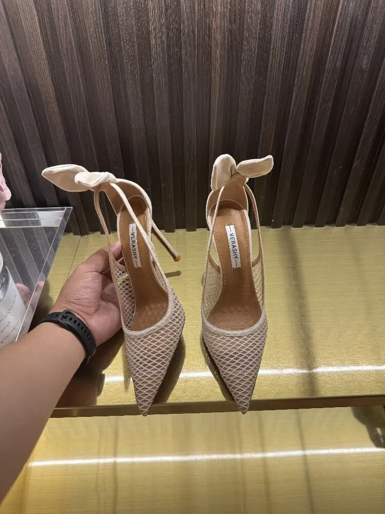 Rabbit Ear High Heels for Women, New Slim Heel 10cm Non Tiring, sexy Lace Hollow Pointed Sandals view 3