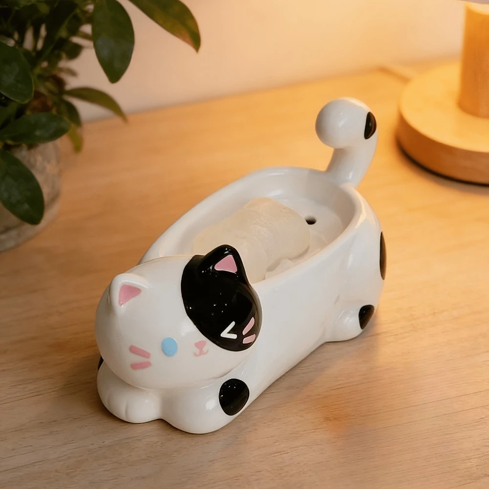 

Cute Cow Cat Shaped Ceramic Soap Dish Drainage Design Bathroom Holder for Soap Bar Creative Cartoon Tray Soap Dish Cute Gift 1pc
