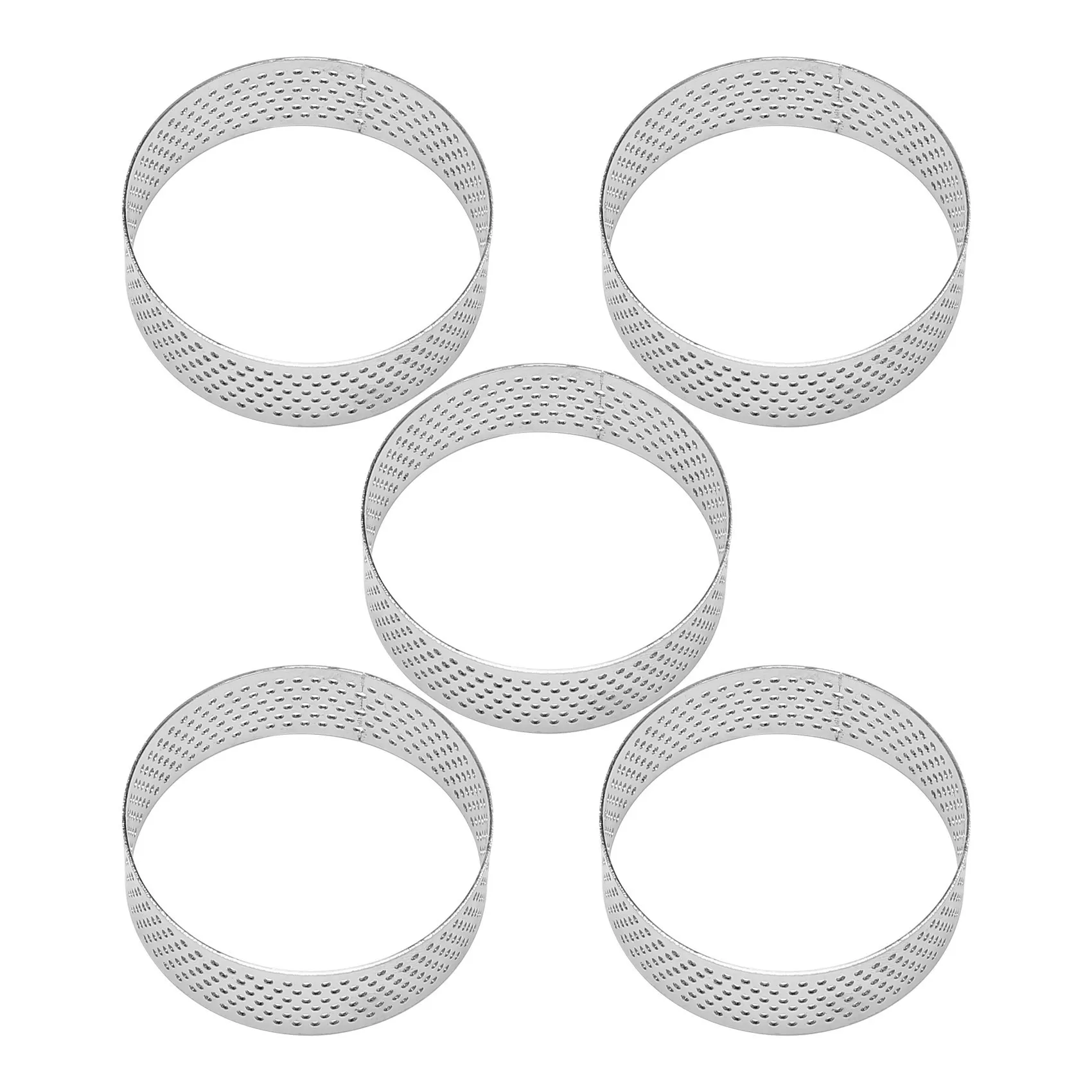TFTP-20Pcs 6Cm Circular Tart Ring Dessert Stainless Steel Perforation Fruit Pie Quiche Cake Mousse Mold Kitchen Baking Mould