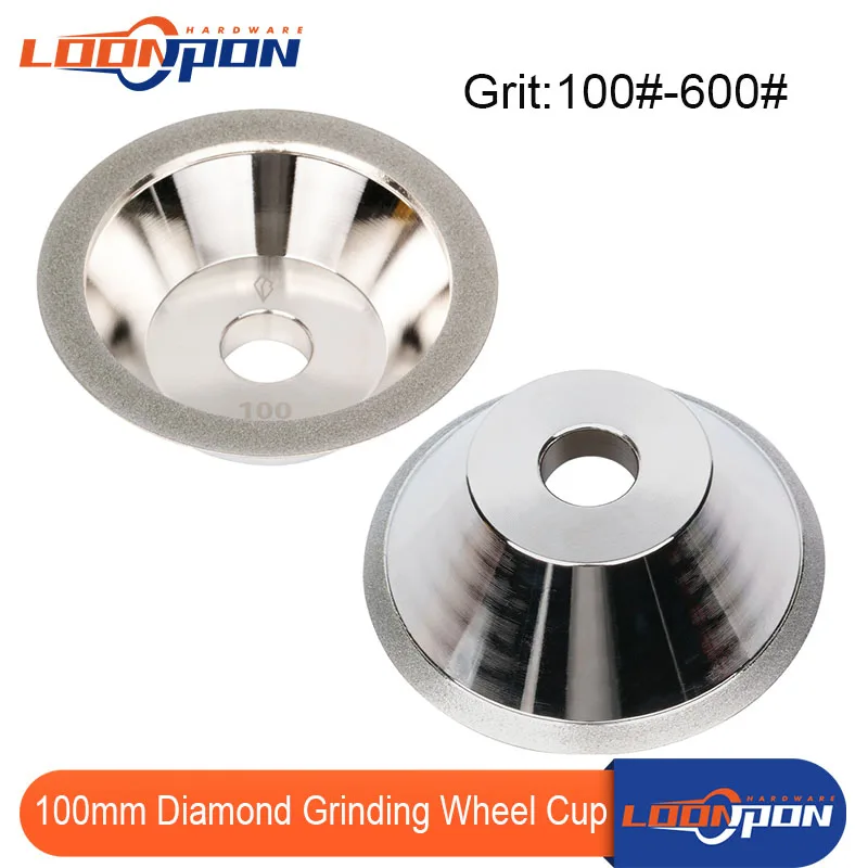 

Loonpon 100mm Diamond Grinding Wheel Cup Diamond Wheels DIsc Grinding Tool For Sharpener Grinder Milling Cutter Tungsten Carbide