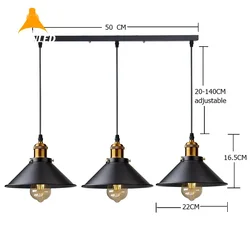 3 Heads Home Decor Pendant Lights Vintage LED Hanging Lamp Retro E27 Chandeliers Iron Lampshade for Loft Kitchen Dining Bedroom