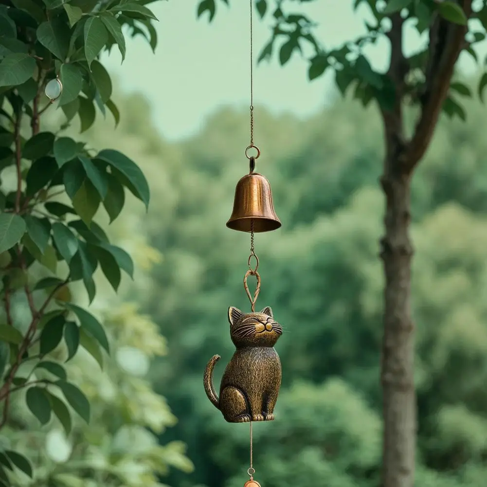 Dzwonki wietrzne ręcznie robione kotki 2025 do ogrodu, na podwórko, na drzwi, dekoracje wietrzne z kotem, nierdzewne metalowe ozdoby do zawieszenia na werandzie ogrodowej.