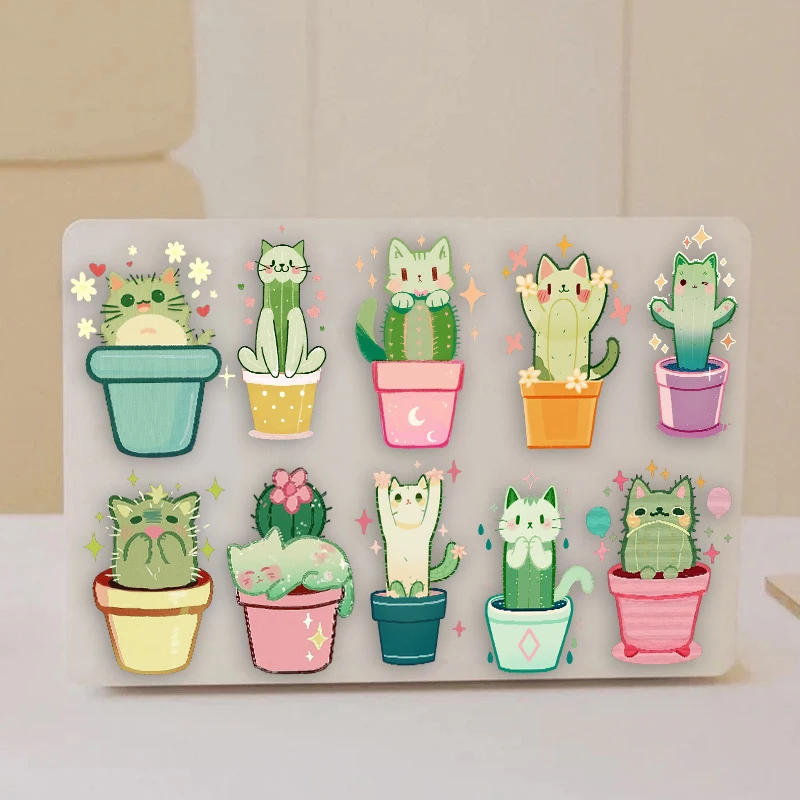 50 قطعة من ملصقات القط الصبار الممتعة DIY جراب هاتف الكمبيوتر المحمول كوب ماء ملصقات ألعاب الكمبيوتر