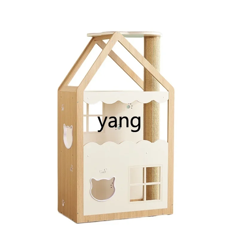 

Lmm color matching big wooden house cat climbing frame solid wood cat nest cat scratching column