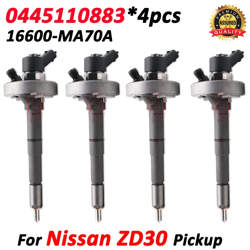 4pcs 0445110883 Diesel Injector 0 445 110 883 Fuel Nozzle 16600-MA70A 16600MA70A For Nissan ZD30 Truck Pickup Engine