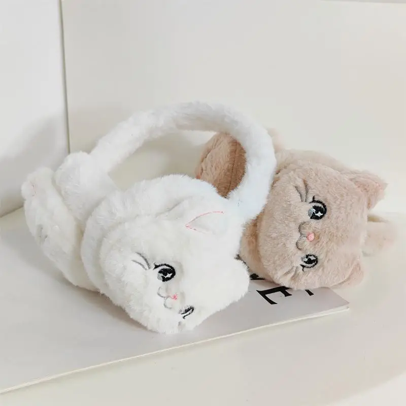 Gatinho dos desenhos animados inverno quente earmuffs para meninas de pelúcia grosso macio capa de orelha proteção calor acessórios