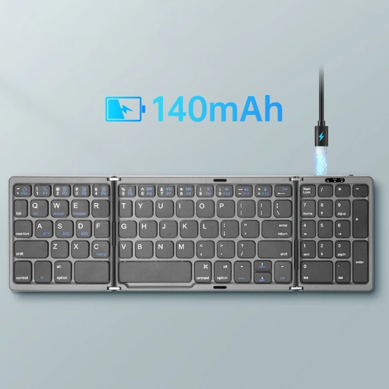 Tragbare Mini Drei Folding Bluetooth Tastatur Drahtlose Faltbare Tastatur Für iOS Android Windows ipad Tablet Mit Numerische Tastatur