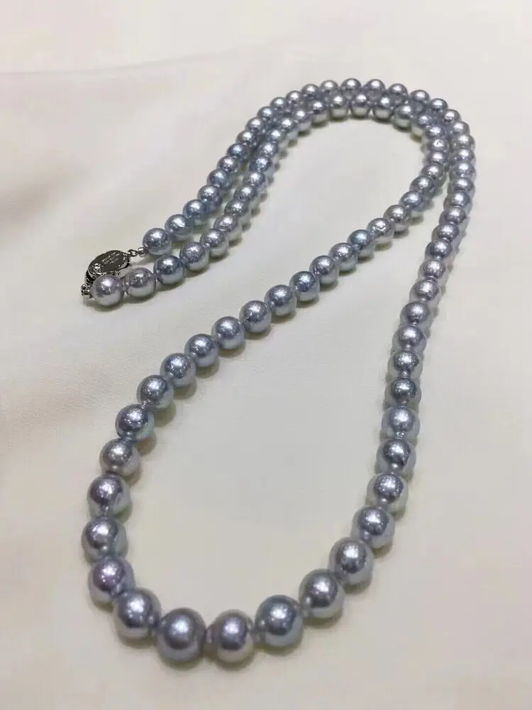 

gorgeous set of 9-10mm south sea silver grey pearl necklace 18"