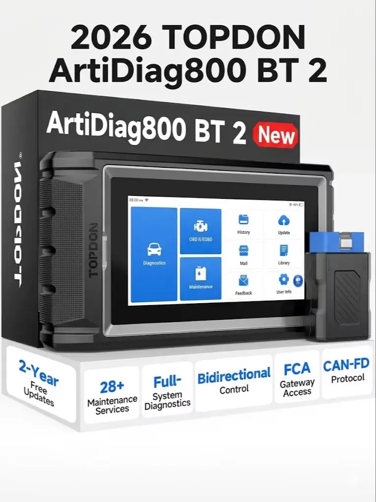 TOPDON AD800BT 2.0 Bidirektionaler OBD2-Scanner Vollsystem-Diagnosetool 28+ Dienste Aktive Tests FCA CAN FD Lebenslang Kostenlose Updates Auto-Diagnosegerät