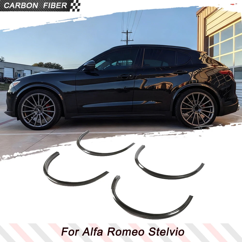 Real Carbon Fiber/FRP Auto Radlauf Kotflügel Flares Trim Lippen Für Alfa Romeo Stelvio 2017 2018 Rad Kotflügel Schutz körper Kits