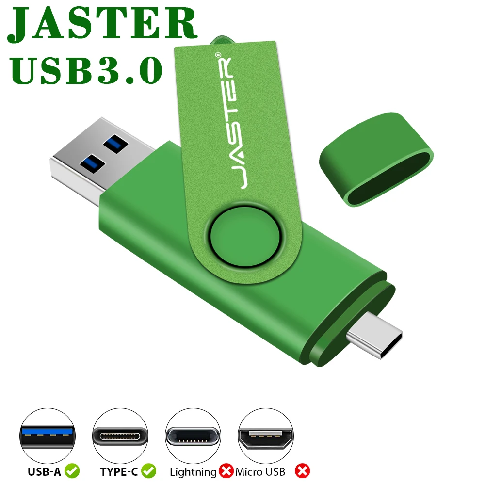 

JASTER Type-C USB-накопитель OTG Pen Drive 128 ГБ 64 ГБ 32 ГБ 16 ГБ USB-накопитель 2-в-1 Высокоскоростная USB-накопитель в подарок