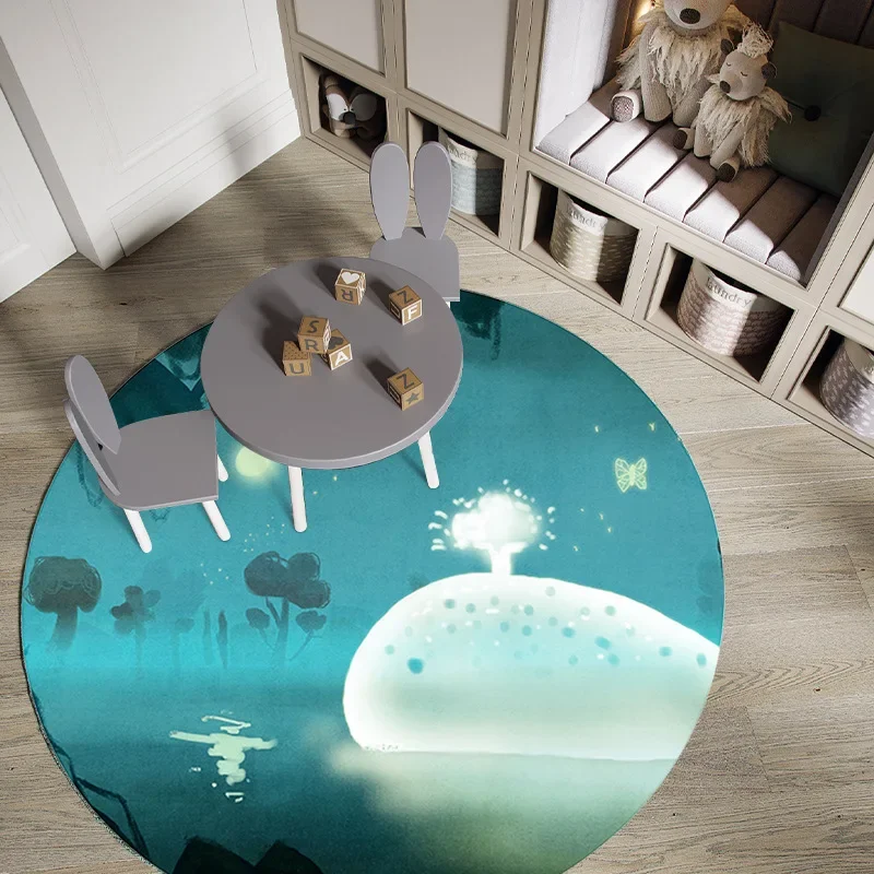 Anime Cartoon Pig Carpets For Living Room Bedroom Round Carpet Home Decor Kid Play Learn Study Anti-slip Area Rugs Chair Doormat