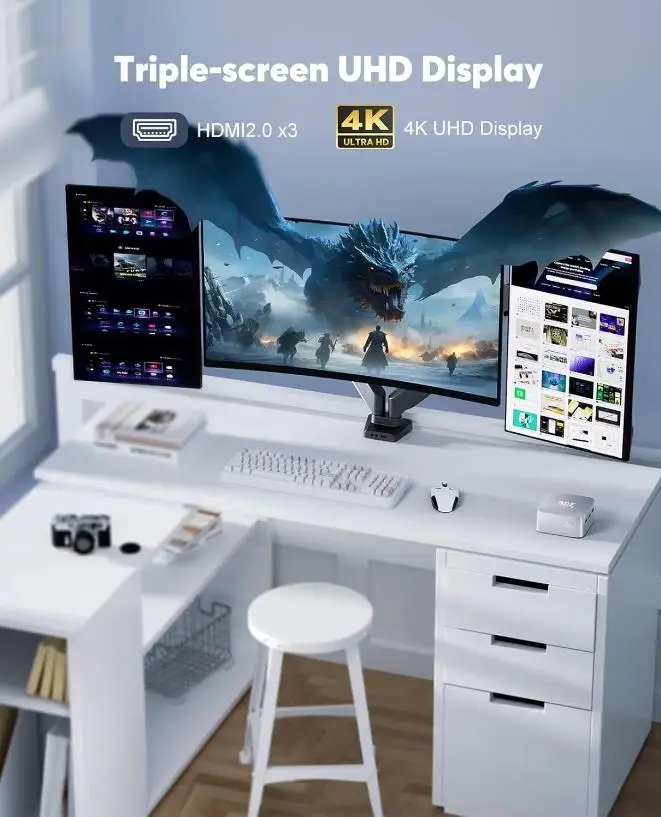 KAMRUI T8 Plus Mini PC Alder Lake N95 12GB LPDDR5 RAM 256GB SSD Windows11 pro 4K 60Hz 2.4/5G WiFi5 BT4.2 Mini Desktop Computer