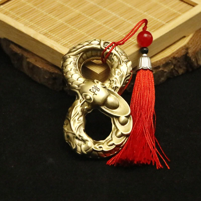 Brass Wealth Infinite Lucky Zodiac Snake Handle Piece Craft Ornament High-end Gift