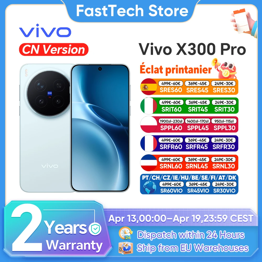Smartphone VIVO X300 Pro 5G, processeur Dimensity 9500, �cran AMOLED de 6,78 pouces, batterie de 6510 mAh, charge rapide 90 W, appareil photo t�l�objectif ZEISS APO 200 MP, NFC, OTG