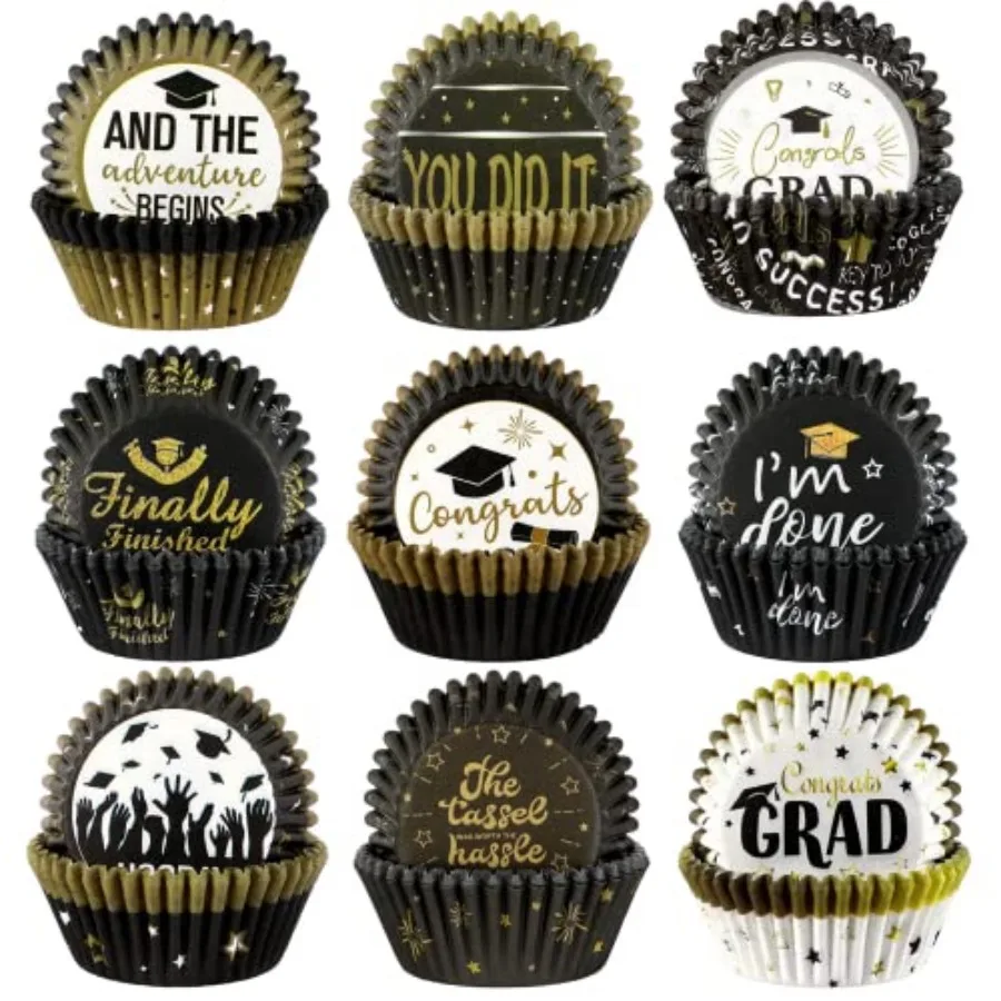 450pcs Graduation Cupcake Liners, Congrats Grad Baking Cups 2026 Cupcake Wrappers Paper Wraps Muffin Liners for Graduation Birt