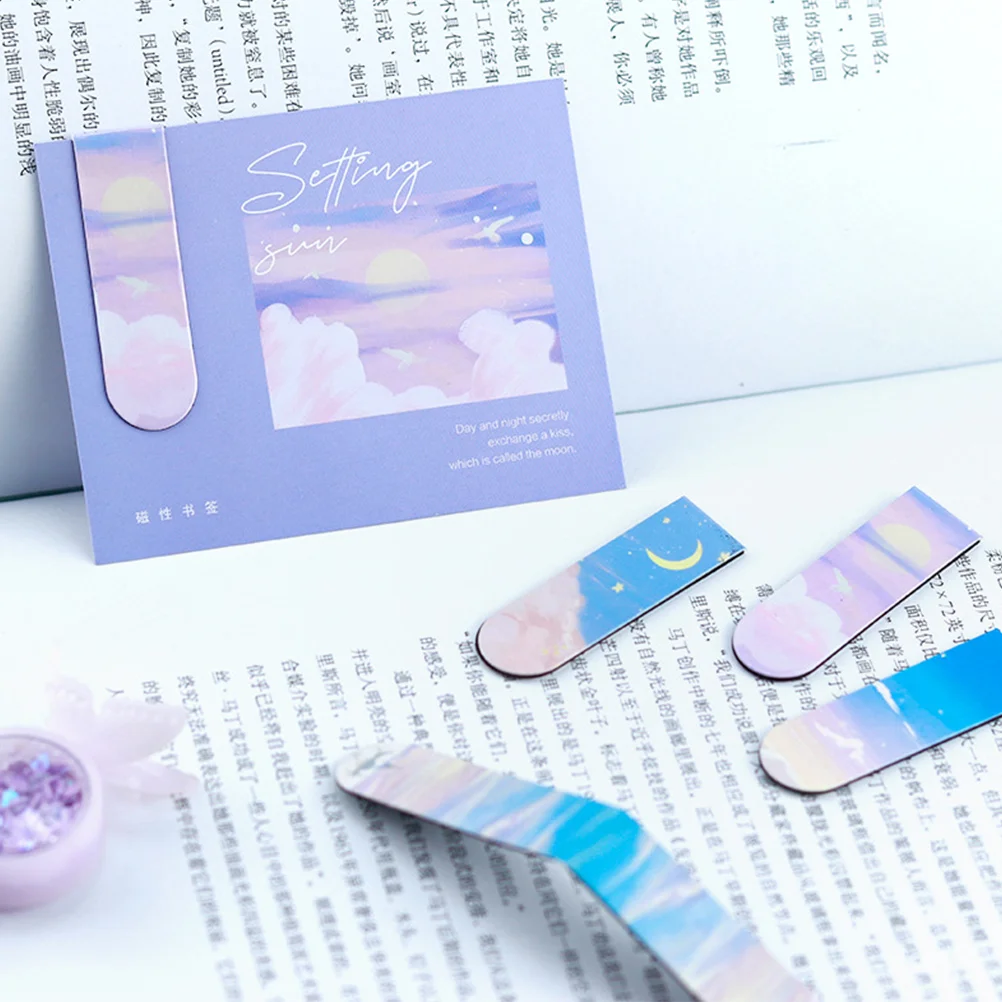 8 Pcs Magnetic Book Bookmark Markers Note Classify Bookmarks Card Clips Paper Holder Reading Painting