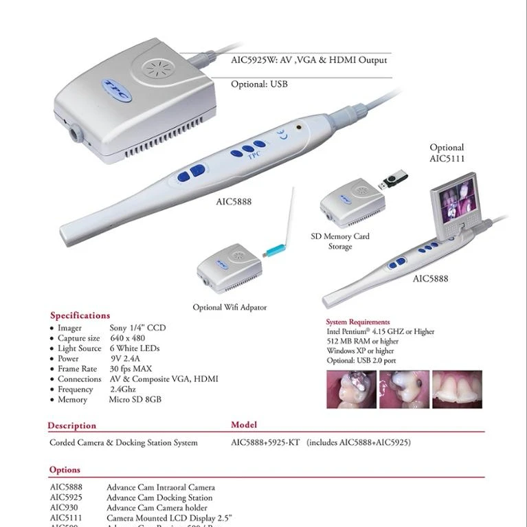 AIC5888+AIC5925 High Pixels wired or wireless  intraoral  with WIFI Connection can used in any