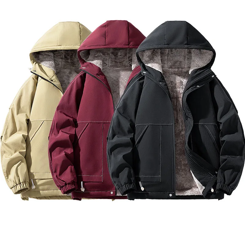 Winter Plus Size 150kg Men Warm Jackets Fleece Casual Hooded Coats