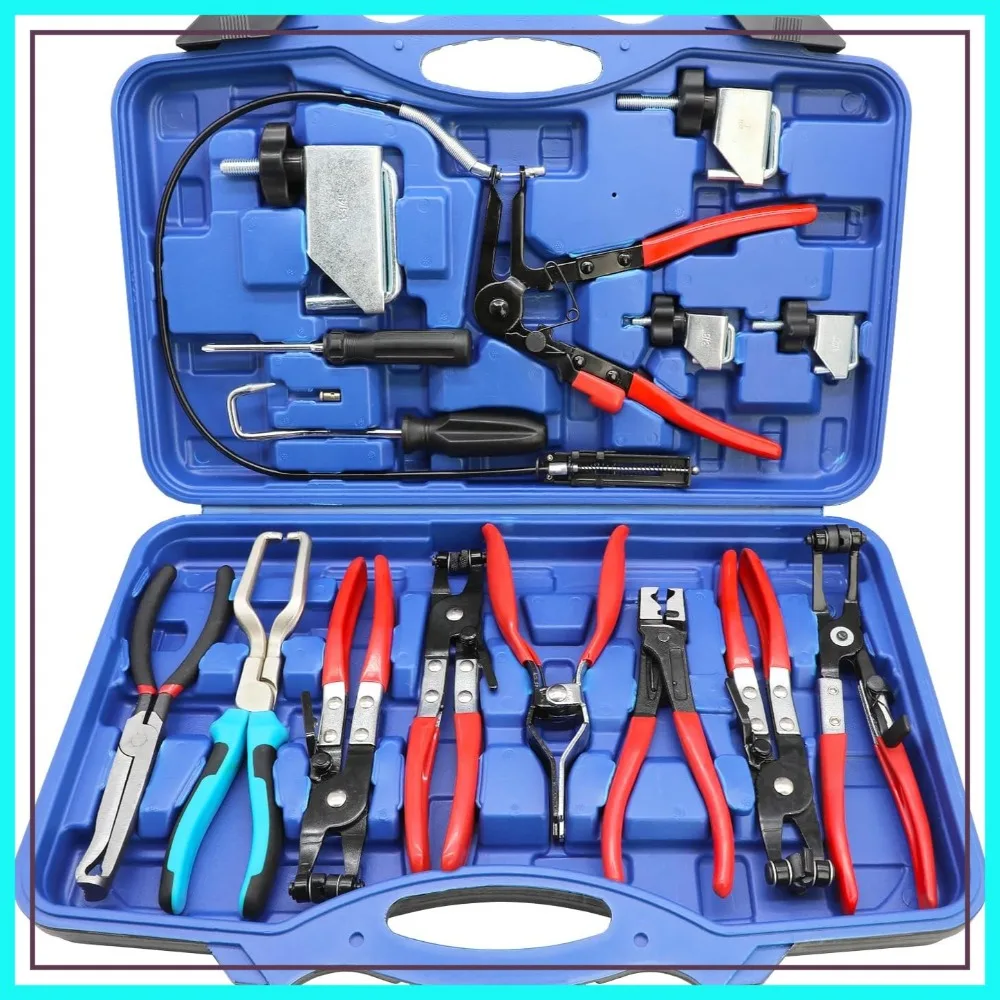 

15PCS Hose Clamp Pliers Set for Radiator Heater Water Fuel Lines with 2 Electrical Disconnect Pliers