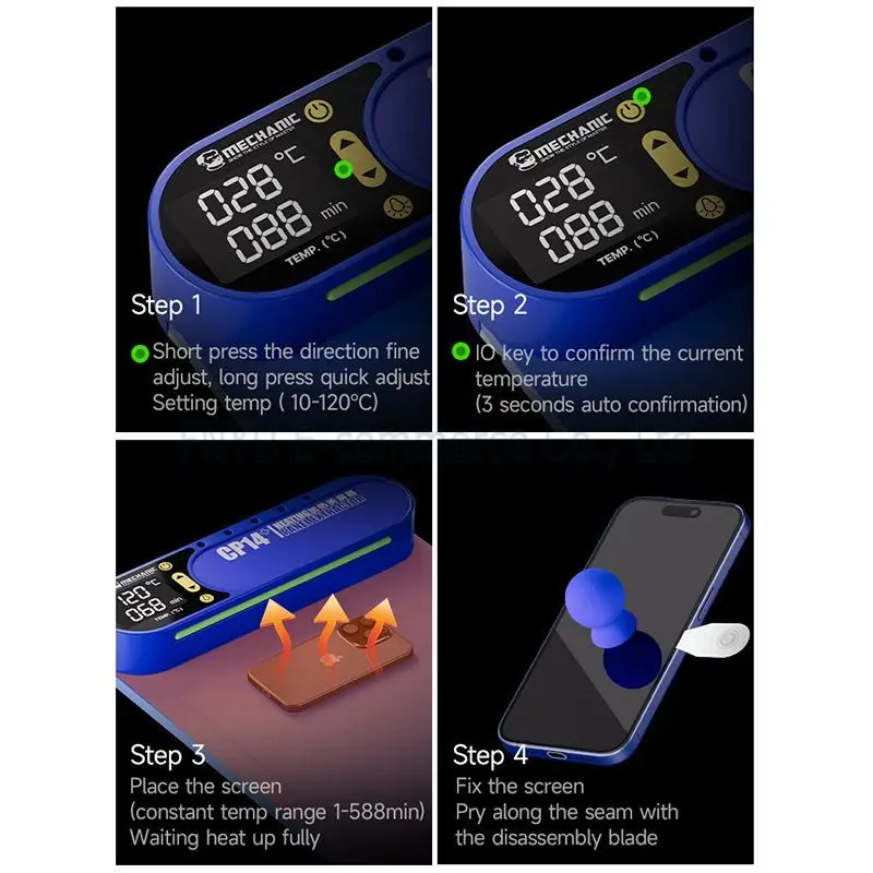 MECÂNICO CP14 + Removedor de Tela LCD para Telefone Ipad Extrator de Painel de Aquecimento de 14 polegadas com Luz de Poeira Pré-aquecimento Remove Plataforma