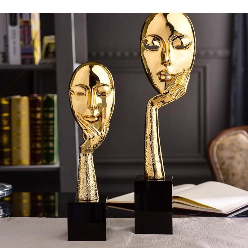 Thinker Figure Statue Desk Decoration Abstract Character Sculpture Crystal Base Alloy Crafts Room Aesthetics Decor