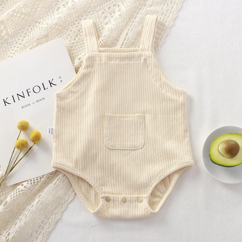 محبوك شريط الطفل رومبير الوليد طفلة الصبي ملابس الصيف طفل أكمام حللا طفل Playsuit قطعة واحدة