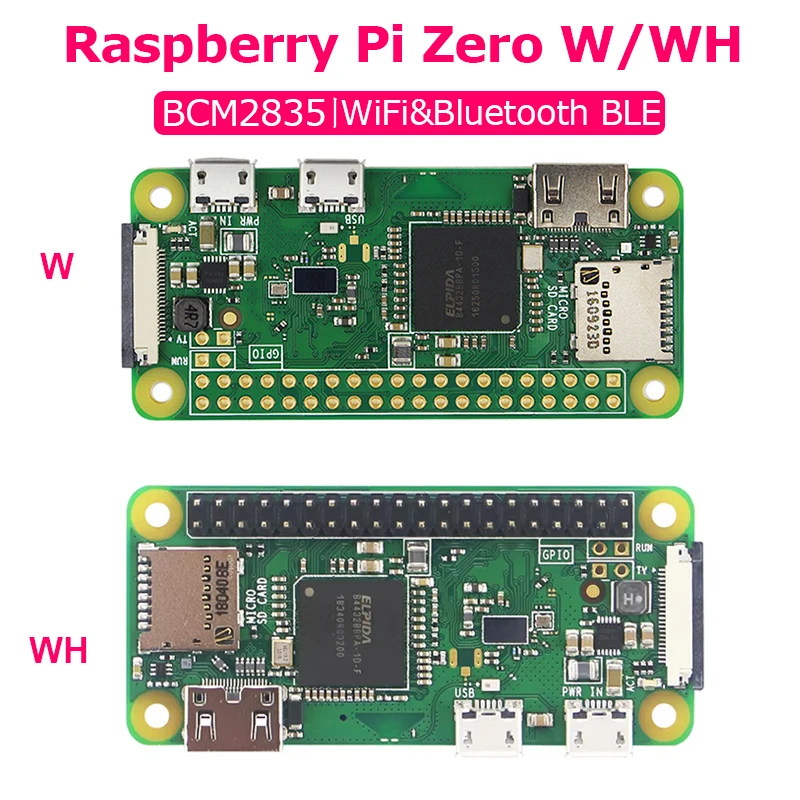 Raspberry Pi Zero W/WH BCM2835 1GHz  WIFI&Bluetooth 512MB LPDDR2 RAM Support Linux OS 1080P HD Video Output Development Board