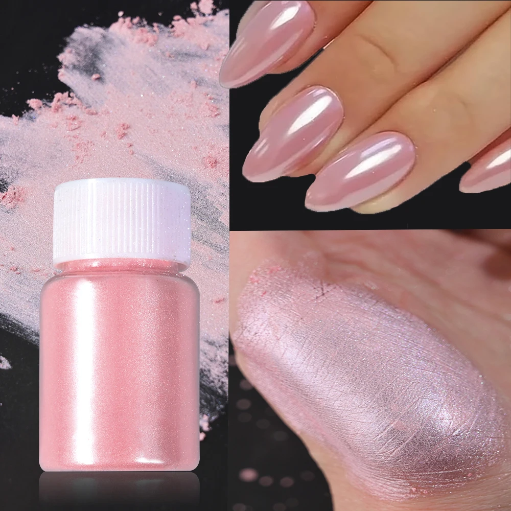 1Box 10g Pearls White Chrome Nail Powder Shiny Mirror Effect Nail Art Glitter Pigment  Auroras Rubbing Dust Nail Decorations