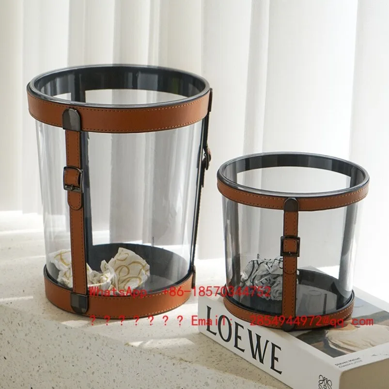 Trash Can Household Living Room High Value, Bedroom Light Luxury Desktop Storage Trash Can Uncovered Large High-end