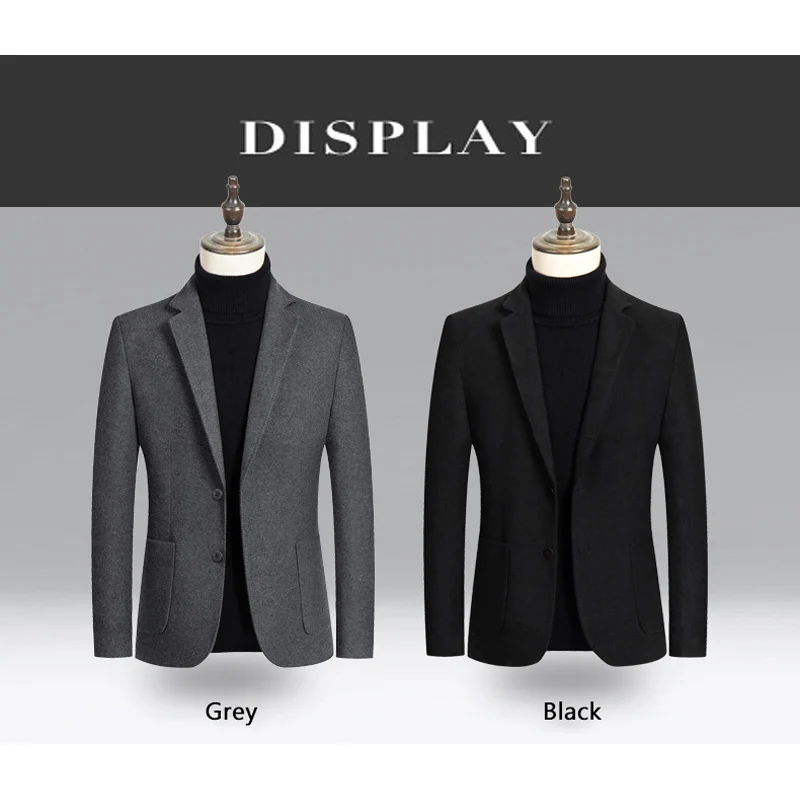 BROWON Brand 2024 New Autumn Formal Woolen Overcoat Mens Wedding Pocket Business Casual Blazer for Male Korean Fashion Coat