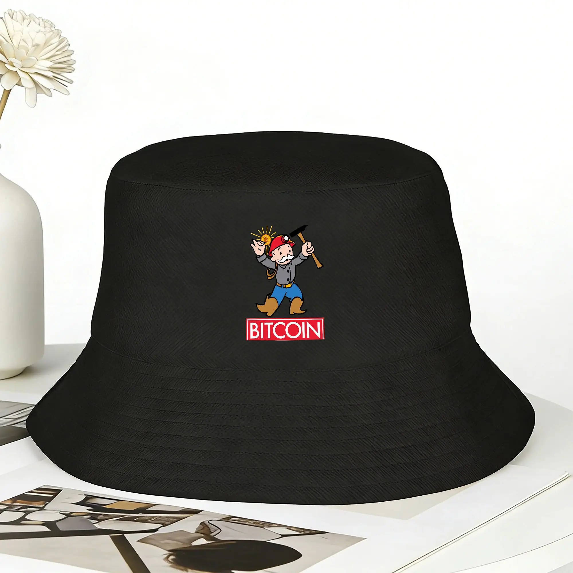 Bitcoin  BTC Bucket Hat  Harajuku Fisherman Caps For Couple Casual Hunting Sun Hats Personality Pattern Cap