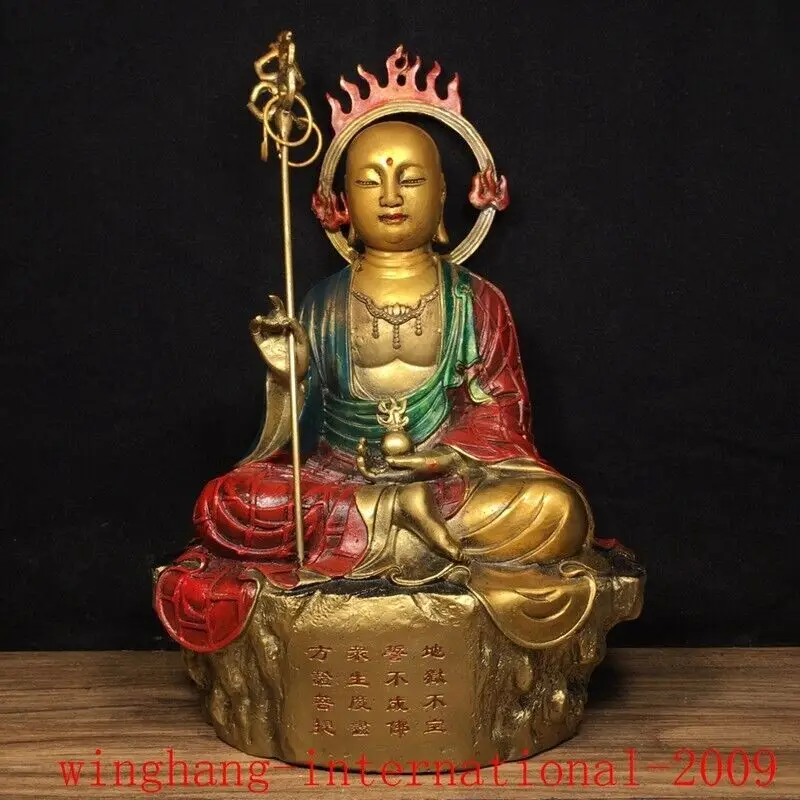 Tibetan Buddhism temple bronze gilt tangseng Ksitigarbha jizo Monk Buddha statue