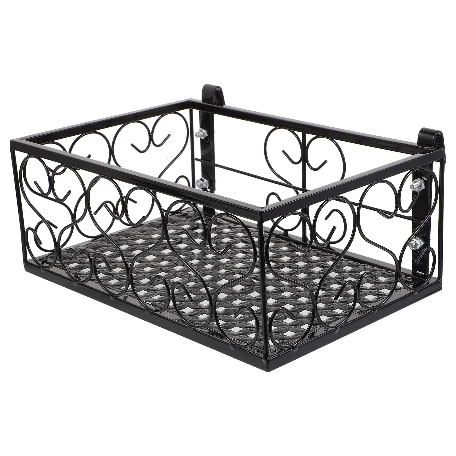 1Set Iron Balcony Planter Hanging Rack Flower Pot Holder Fence Flowerpot Storage Shelf Outdoor Hanging Plant Hanger
