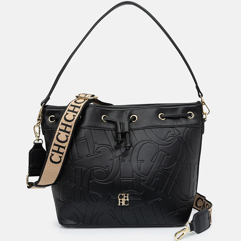

CH Brand Monogram Print Classic Drawstring Design Fashion Tote Bag Detachable Carry Strap 2025 New Women's Shoulder Bag