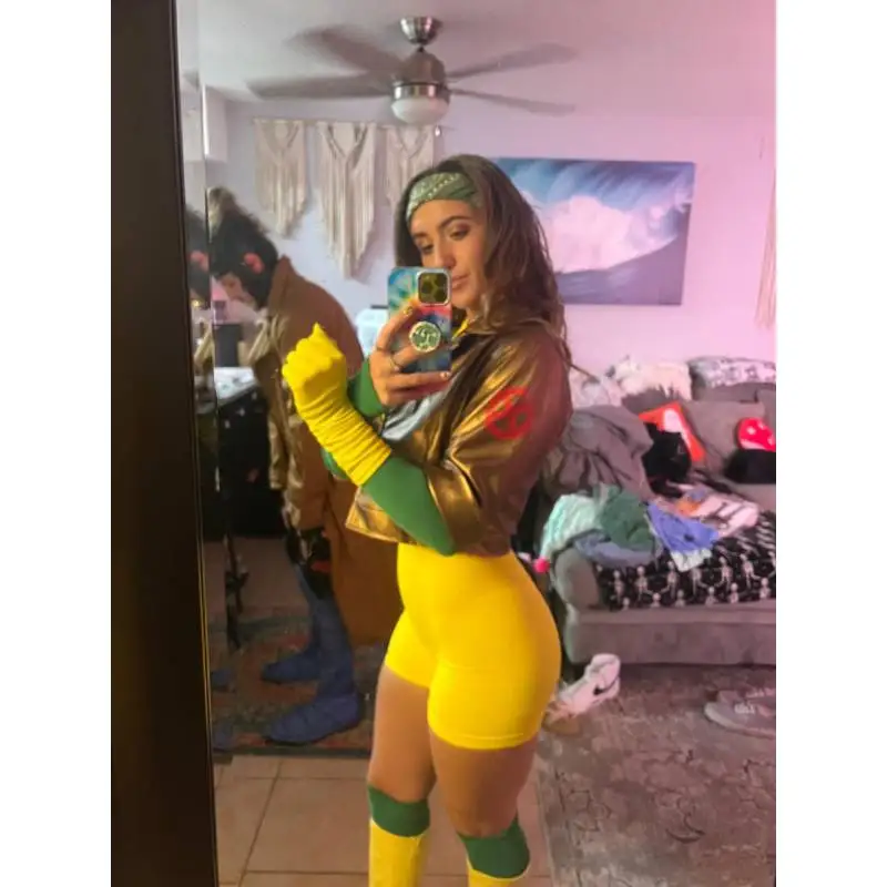 

WENAM Women Hero Cosplay Jacket High Waist PU-Leather Coat Anime X-Men Rogue Anna Marie Casual Jacket Cosplay Costume Halloween