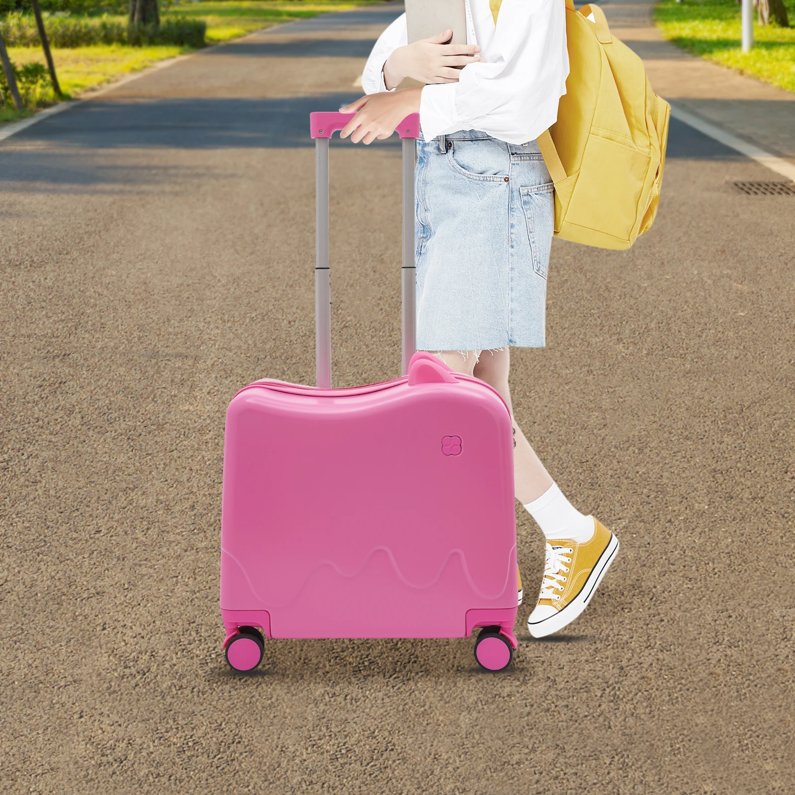 

18" Ride-On Suitcase for Kids, Luggage Six Wheels Suitcase with Spinner Wheels Ride on Toddler Luggage Travel Rolling Suitcases