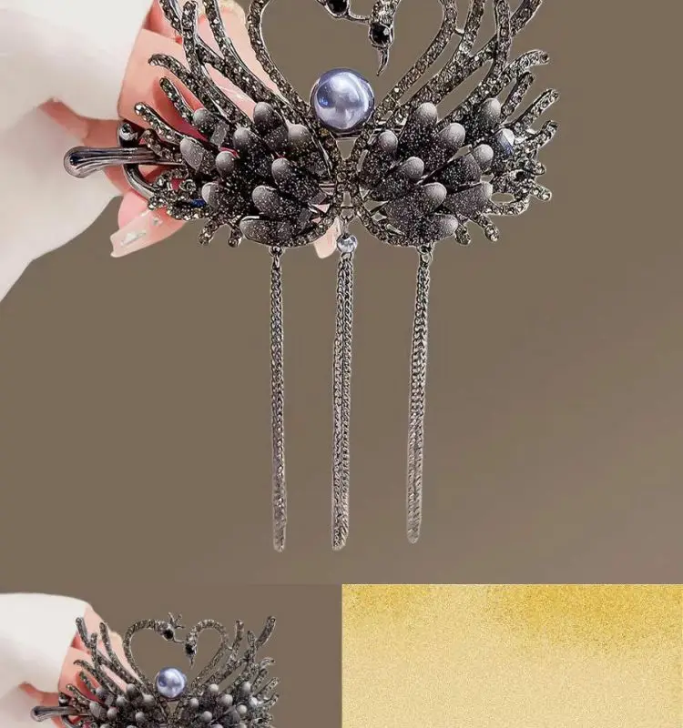 2026 Neue Kopfbedeckung im französischen Stil: Twist-Clip aus Legierung mit Quaste für Damen und Mädchen, süßer Haarschmuck, weibliche Haaraccessoires, Haarspangen – Detail 10