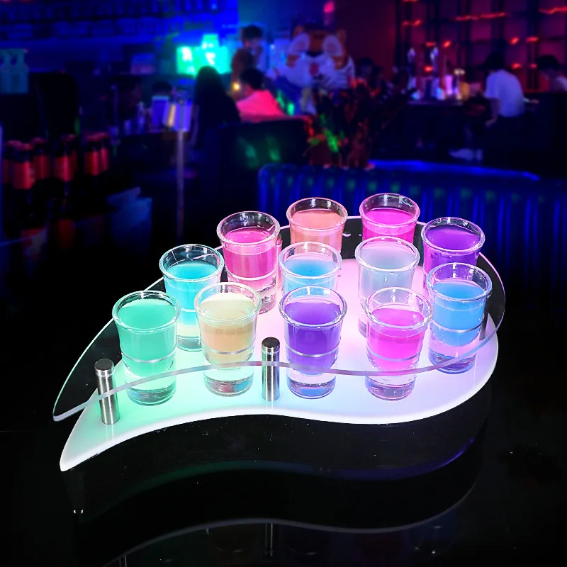 

Luminous acrylic cup holder, bar cocktail rack LED creative water drop bullet cup holder KTV fighting cup