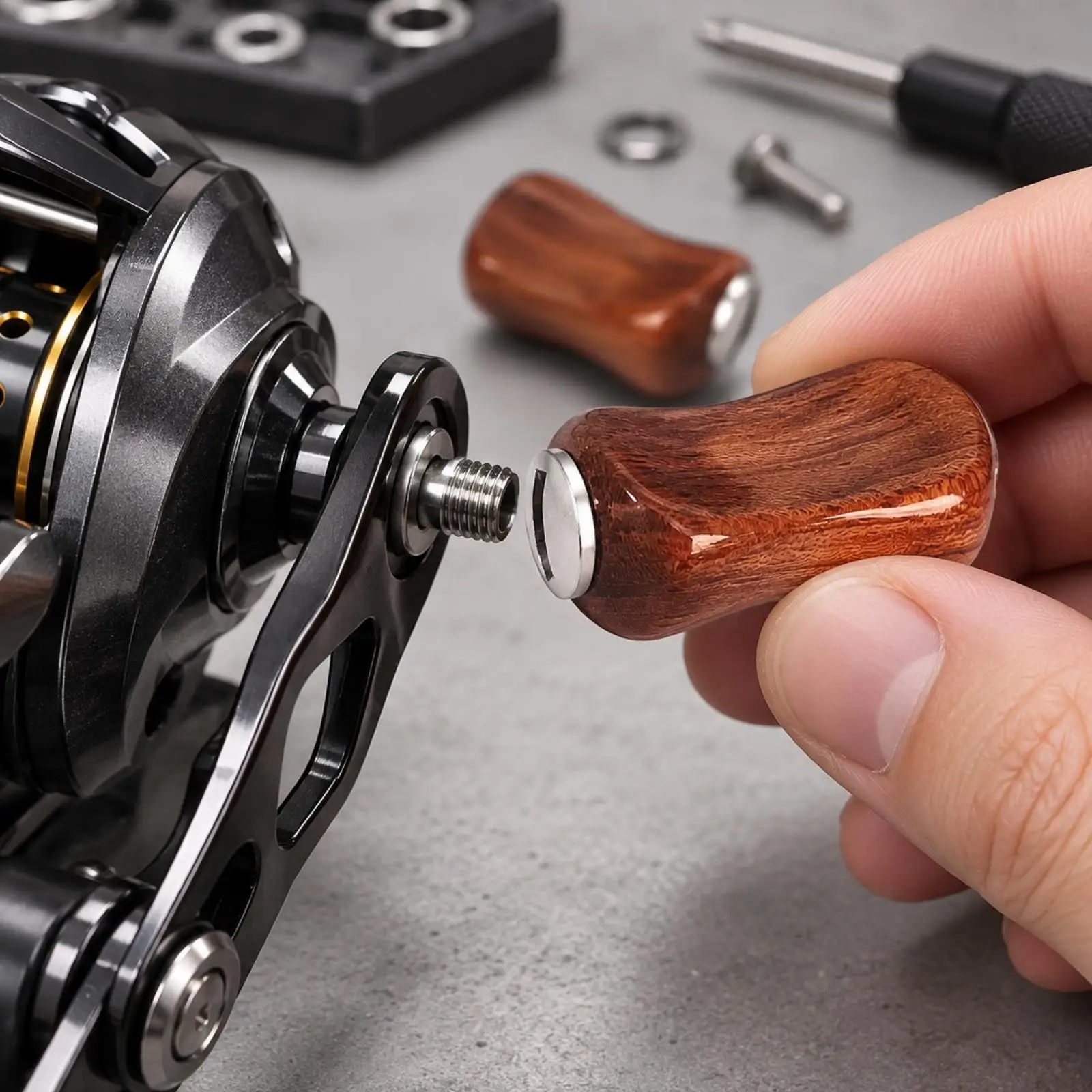 Wooden Fishing Reel Handle Grip Knob Red Beech Round Design for Casting Reel Comfort Upgrade
