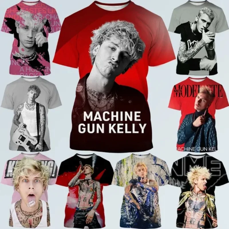 Rapper Machine Gun Kelly Men's 3D Printing T Shirt Casual Short Sleeve Round Neck Men's T-shirt Hip Hop Funny Unisex S-6XL