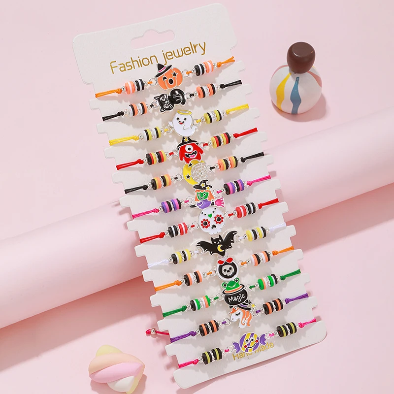 12 stks/set Leuke Kat Kleurrijke Touw Regenboog Eenhoorn Charme Armbanden Voor Vrouwen Meisjes Verjaardag Kerst Sieraden Vriendschap Gift