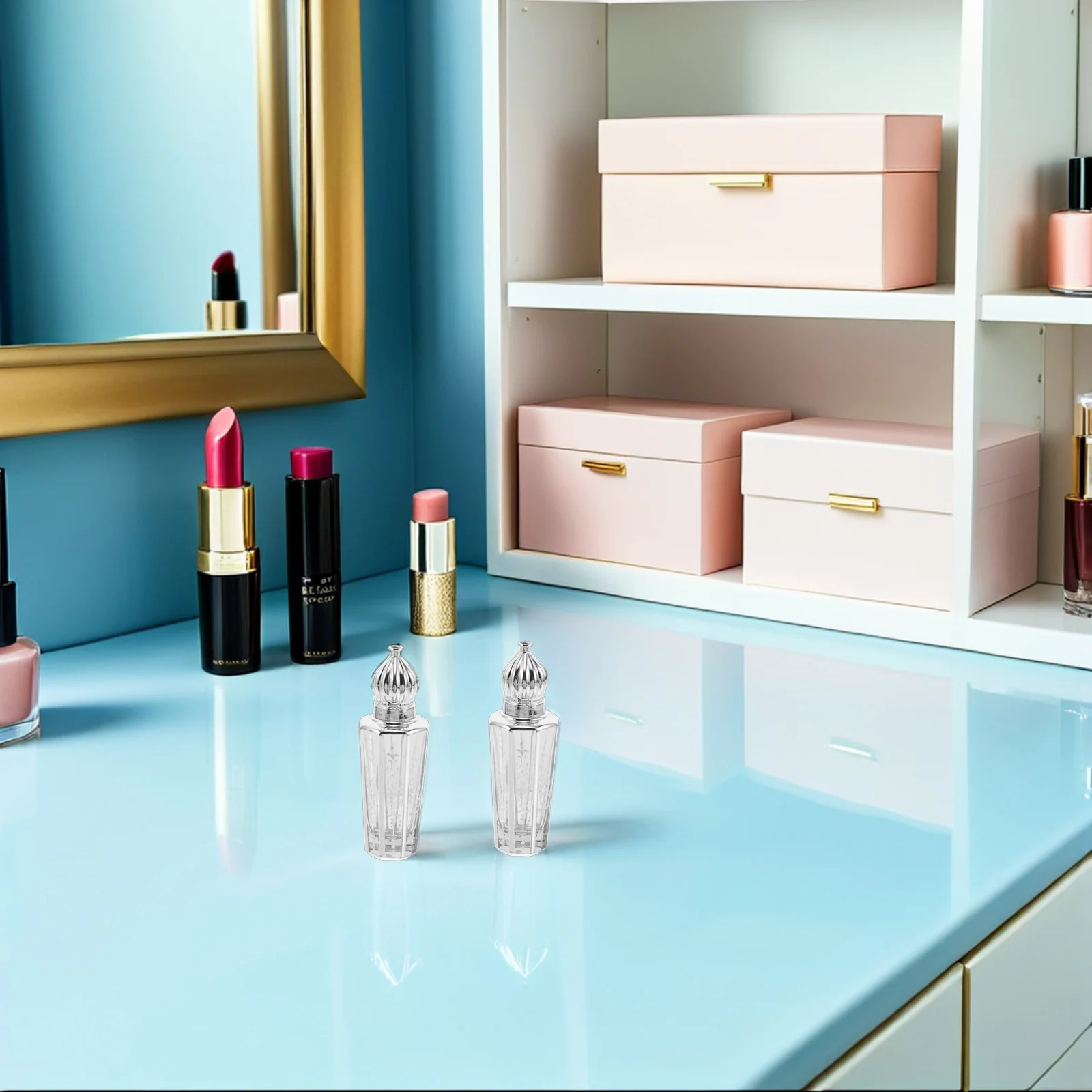 6Pcs Glass 15Ml Perfume Roller Bottles Silver Roll on Refillable Essential Oil Containers Travel Aromatherapy Roll on Bottles