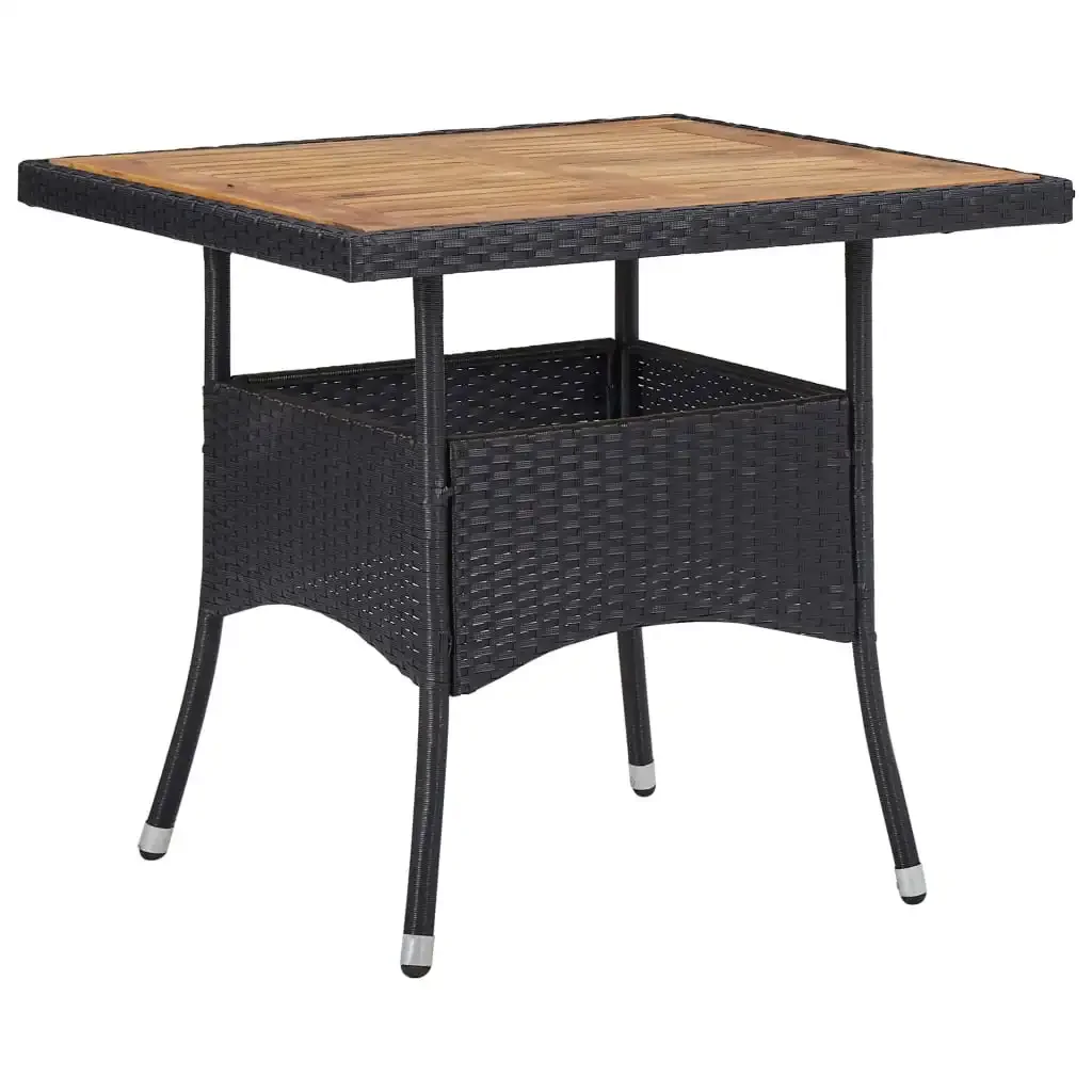 Table Black Resin and Solid Acacia Wood Outdoor Furniture simple  Picnicoutdoor graden