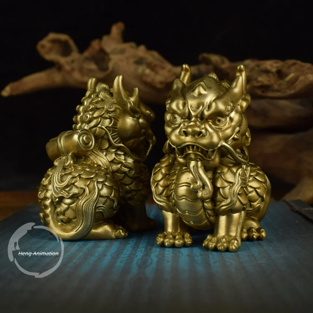 Brass Solid, Lucky, Nafu Kirin, Creative, Handlebar, Crafts, Figures, Collections, Gifts